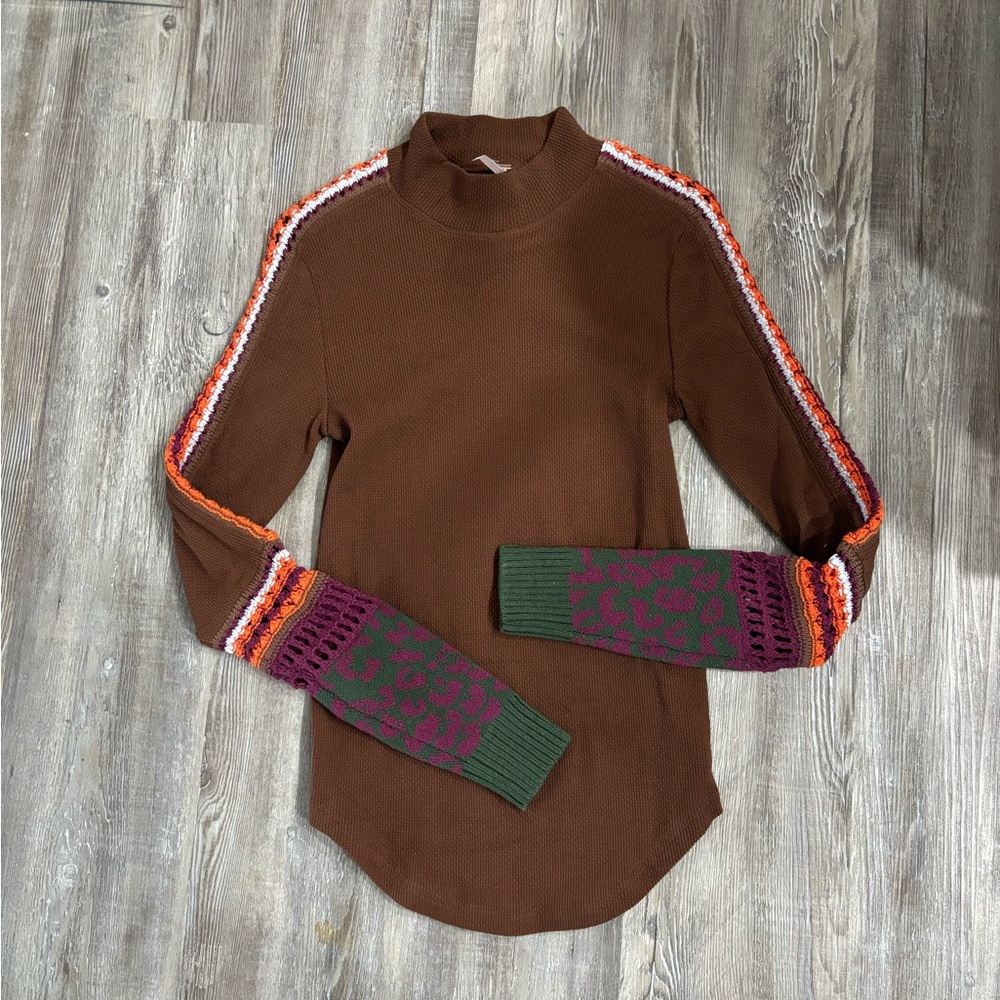 Free People Waffle Knit Sweater with cut out